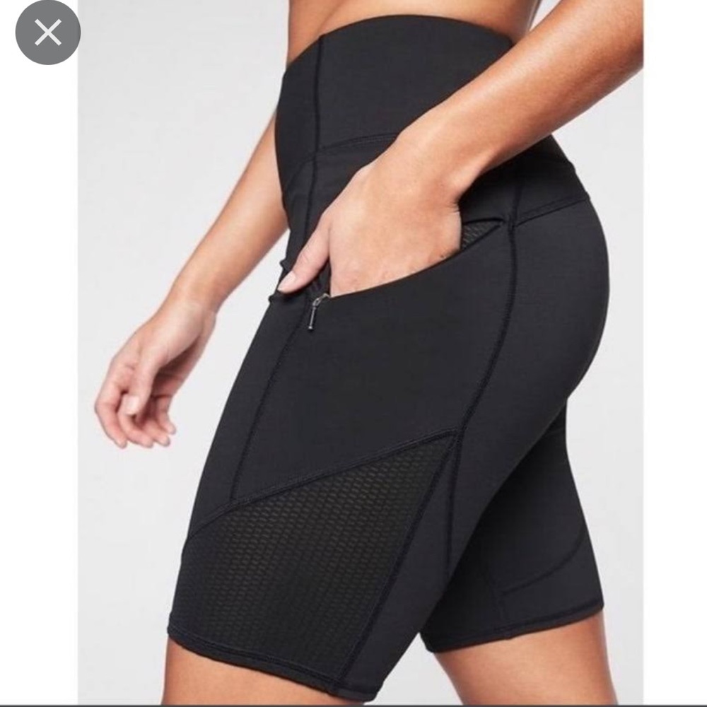 Athleta Black High-Waist Bike Shorts with Side Pocket